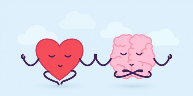 Image of a heart and brain at peace with each other